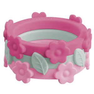 Bundle Bubblegum Cotton Candy Flower Flowers Hibiscus Leaf Nestable Ring Sage Silicone Ring