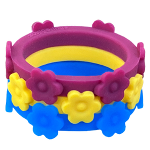 Bundle Flower Maroon Nestable Ring Royal Blue Sunflower Silicone Ring