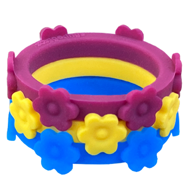 Bundle Flower Maroon Nestable Ring Royal Blue Sunflower Silicone Ring