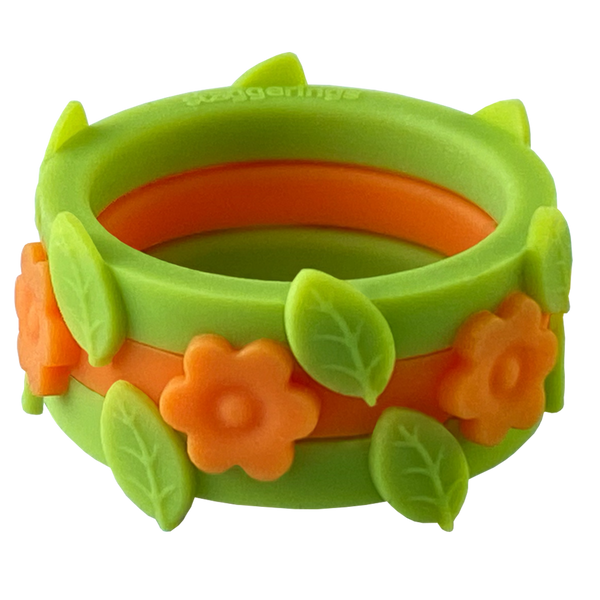 ALZ Advocate ALZ Flower Leaf Limon Nestable Ring Tangerine Silicone Ring