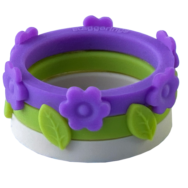  Cherished Hope Flower Flowers Ivory Leaf Limon Nestable Purple Ring Violet Silicone Ring