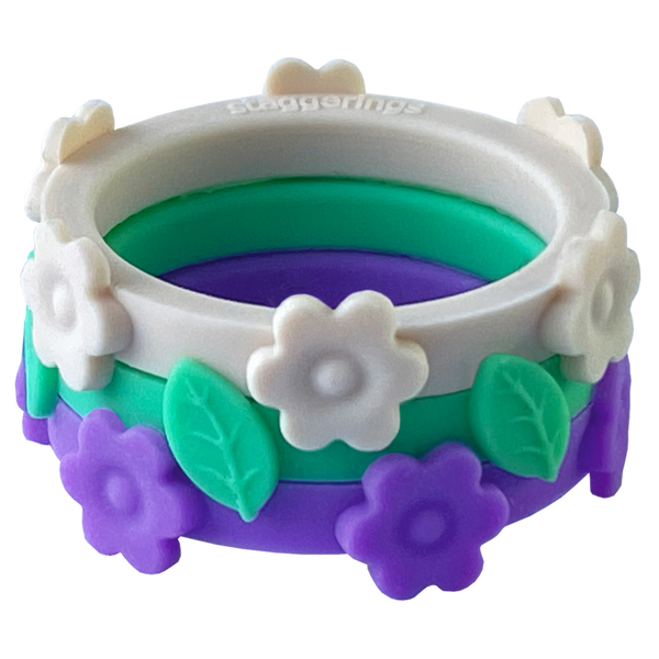  Committee Flower Flowers Ivory Leaf Mint Nestable Ring Violet Silicone Ring