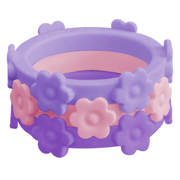 Bundle Bubblegum Flower Lavender Nestable Purple Ring Violet Silicone Ring