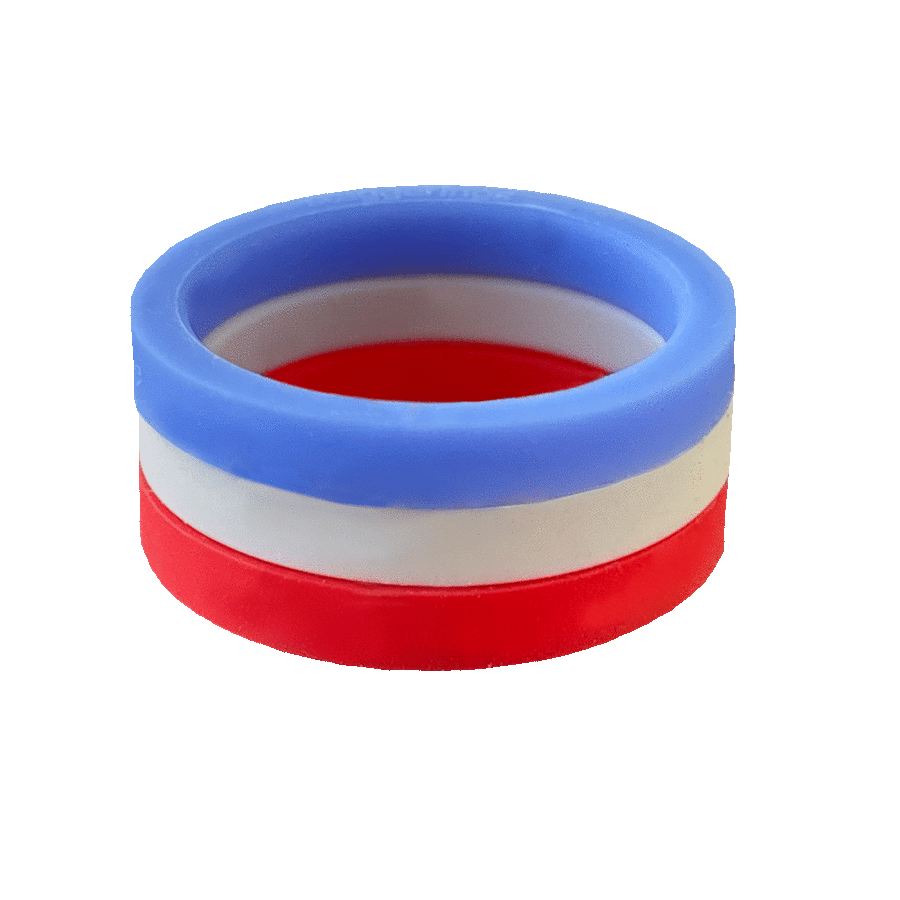 Bundle End Cap Independence Day Ivory Ladybug Old Glory Periwinkle Ring Stackable Strype Silicone Ring