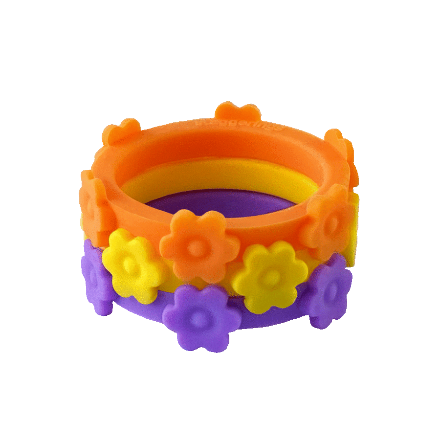 ALZ Flower Nestable Promise Garden Purple Ring Sunflower Tangerine Violet Silicone Ring