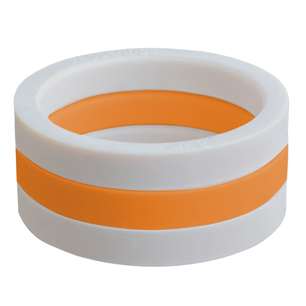ALZ Advocate's Hope ALZ End Cap Ivory Ring Stackable Strype Tangerine Silicone Ring