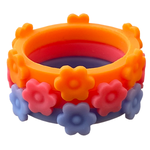 Bundle Flower Hibiscus Maui Nestable Periwinkle Ring Stackable Tangerine Silicone Ring