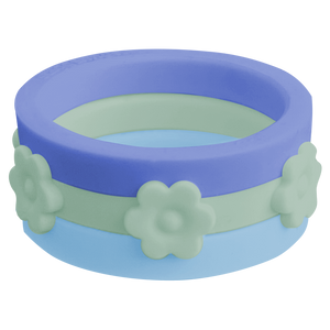 Bundle Flower Morning Glory Nestable Periwinkle Ring Sage Sky Strype Silicone Ring