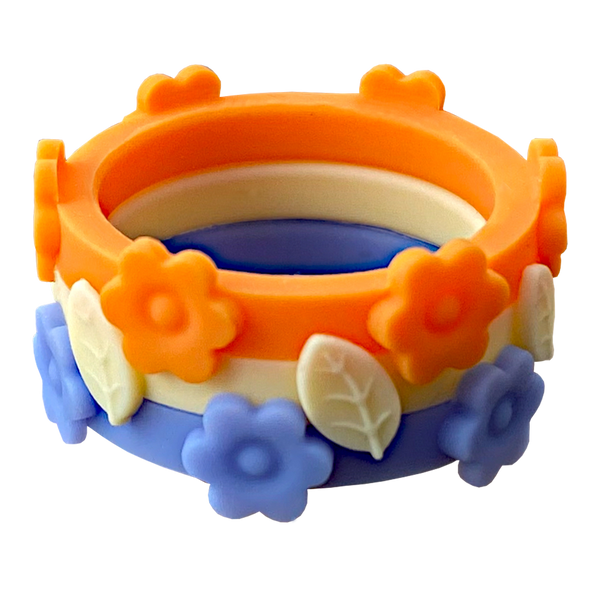 Bundle Flower Flowers Leaf Nestable Periwinkle Ring Shortbread Sunny Days Tangerine Silicone Ring