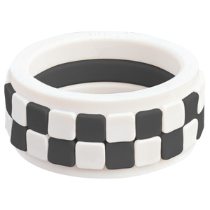 Geometric Checker Ivory Set Stone Silicone Ring