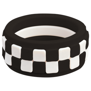 Geometric Checker Ivory Midnight Set Silicone Ring