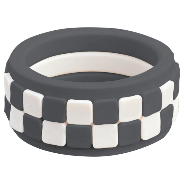 Geometric Checker Ivory Set Stone Silicone Ring