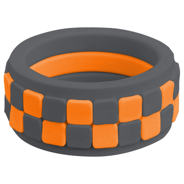Geometric Checker Set Stone Tangerine Silicone Ring