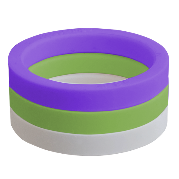  Cherished Hope Ivory Leaf Limon Purple Ring Stackable Strypes Violet Silicone Ring