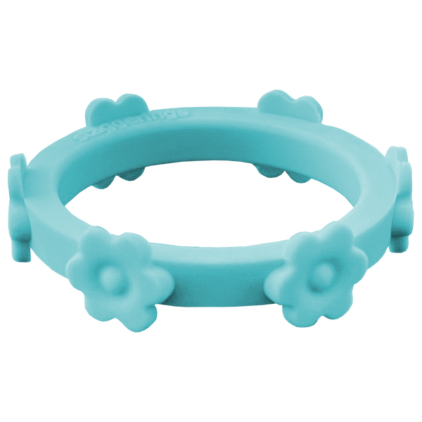 Sea Breeze Blue Green Flower Silicone Ring