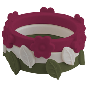 Bundle Flower Forest Ivory Leaf Maroon Nestable Ring Silicone Ring