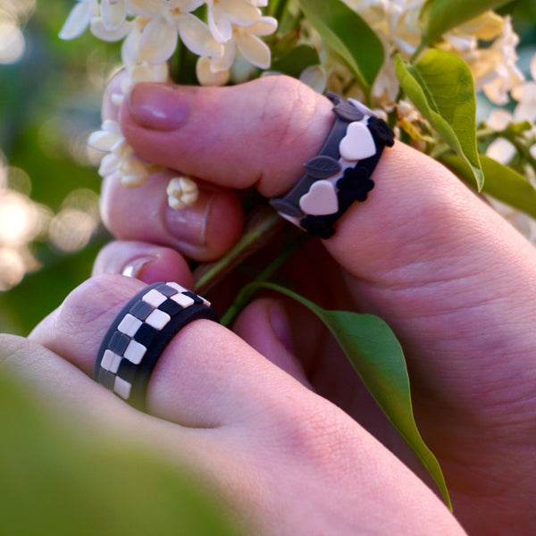 Checker With Ridges Granite Checker Set | Stackable Rings | Staggerings - Staggerings, LLC