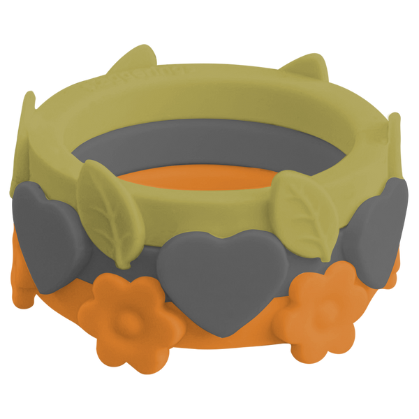  Flower Grasshopper Heart Leaf Nestable Ring Stone Tangerine Silicone Ring