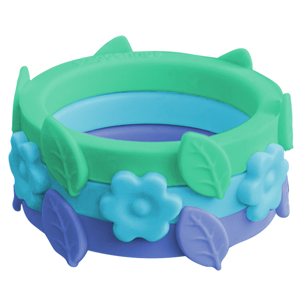 Bundle Flower Lagoon Leaf Mint Nestable Periwinkle Ring Sea Breeze Silicone Ring