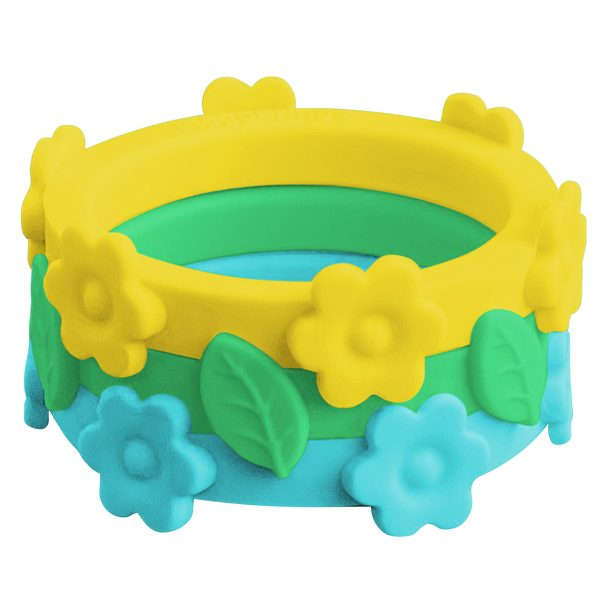 Bundle Flower Leaf Mint Nestable Ring Sea-Breeze Sunflower Silicone Ring