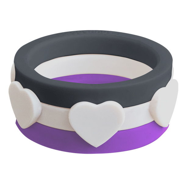 ALZ Heart Ivory Nestable Purple Ring Stone Strype Violet Silicone Ring