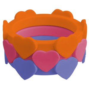 Bundle Heart Hibiscus Maui Nestable Periwinkle Ring Stackable Tangerine Silicone Ring