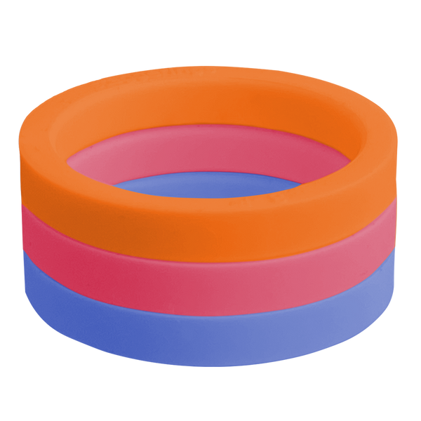Bundle Hibiscus Maui Sunrise Nestable Periwinkle Ring Stackable Strype Tangerine Silicone Ring