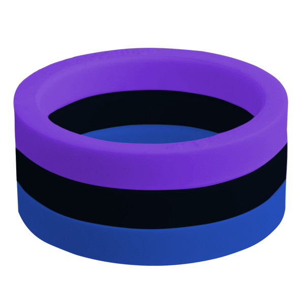 Bundle End Cap Midnight Purple Ring Royal Blue Stackable Strype Violet Silicone Ring